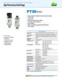 Thumbnail of document Data Sheet - PT30 Series Pressure Transmitter